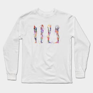 Leg Muscles Anatomy Colorful Watercolor Gift Long Sleeve T-Shirt